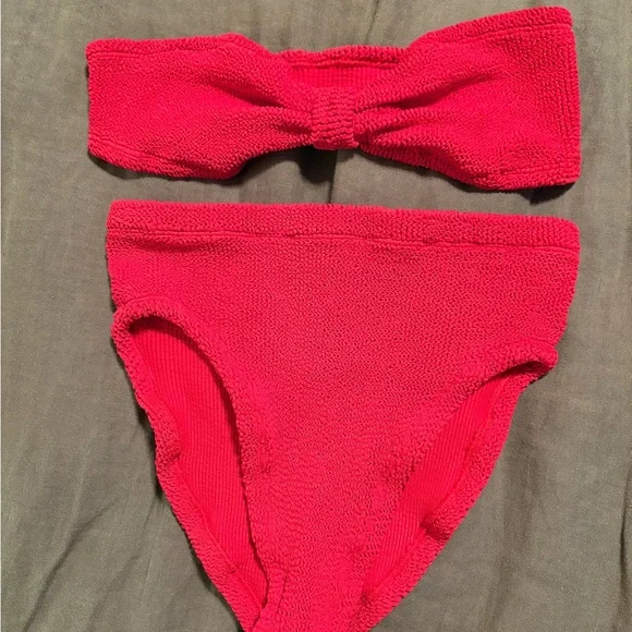 Hunza G Jean bandeau top with high waisted bottoms. - Picture 1 of 6